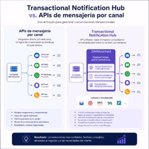 Comparación de enfoques de notificación transaccional