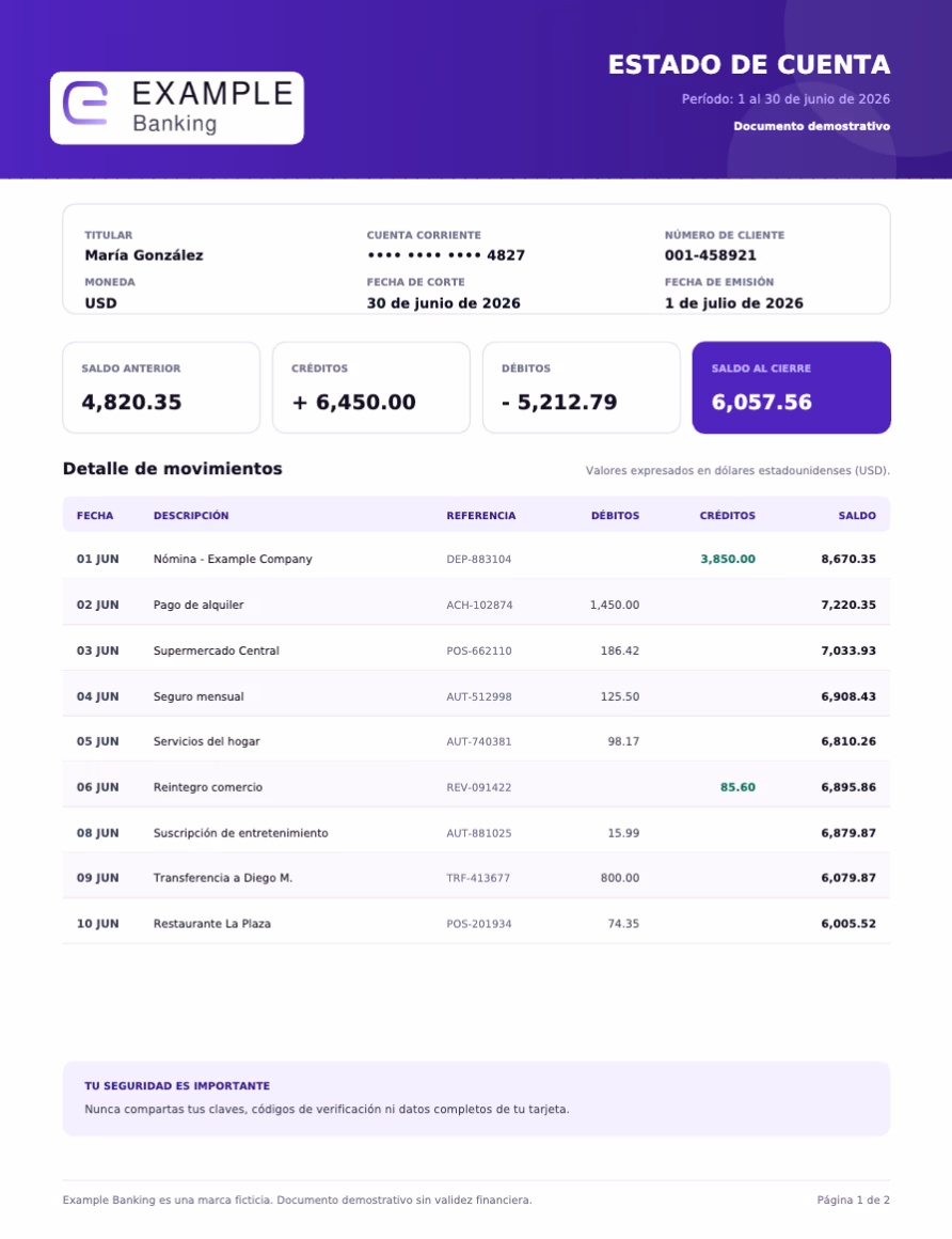 Estado de cuenta bancario