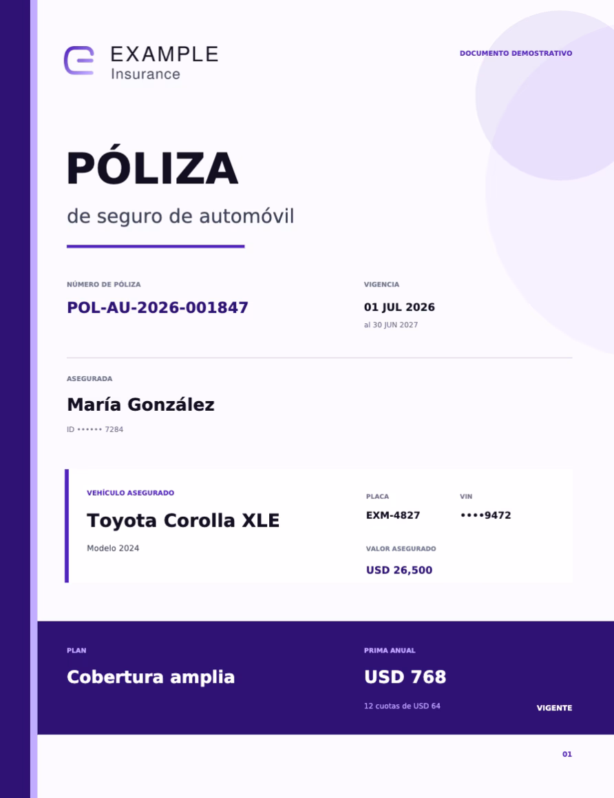 Póliza de seguro de automóvil